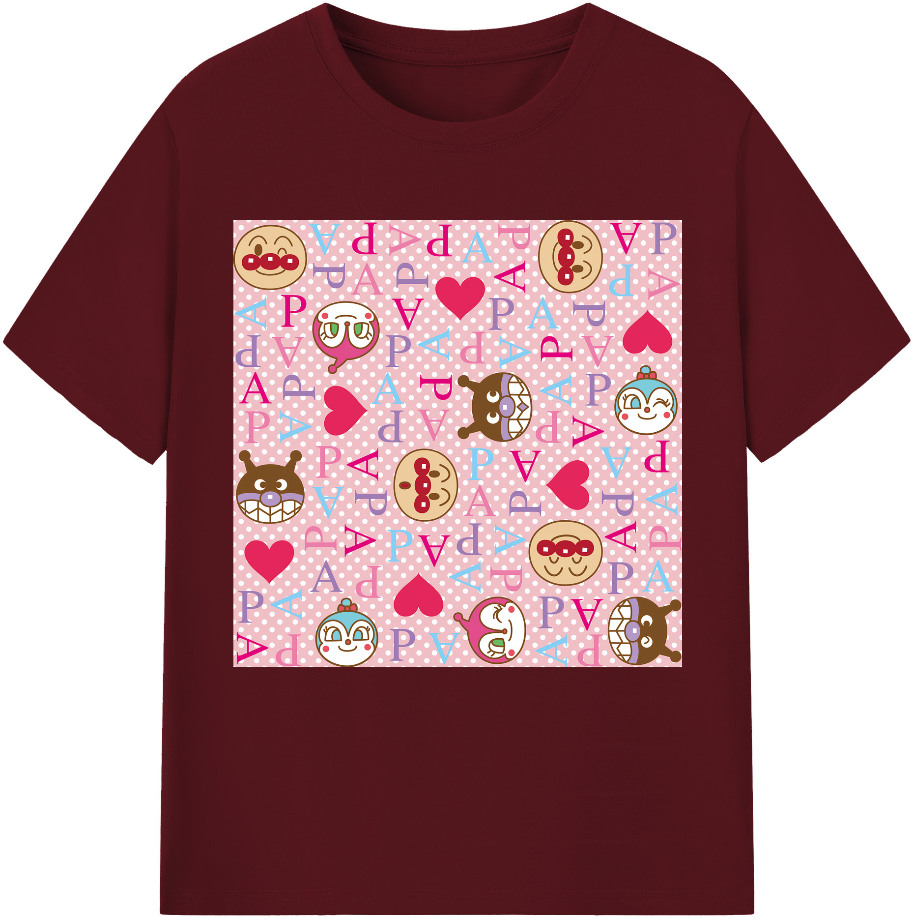 （画像用） アンパンマン Anpanman 綿100％半袖Tシャツ（フロントプリント）